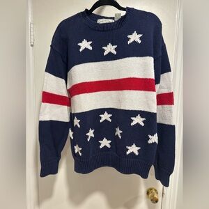 VTG 90s American Eagle Mall Brand Sz: L Sweater Stars & Stripes Patriotic Knit.